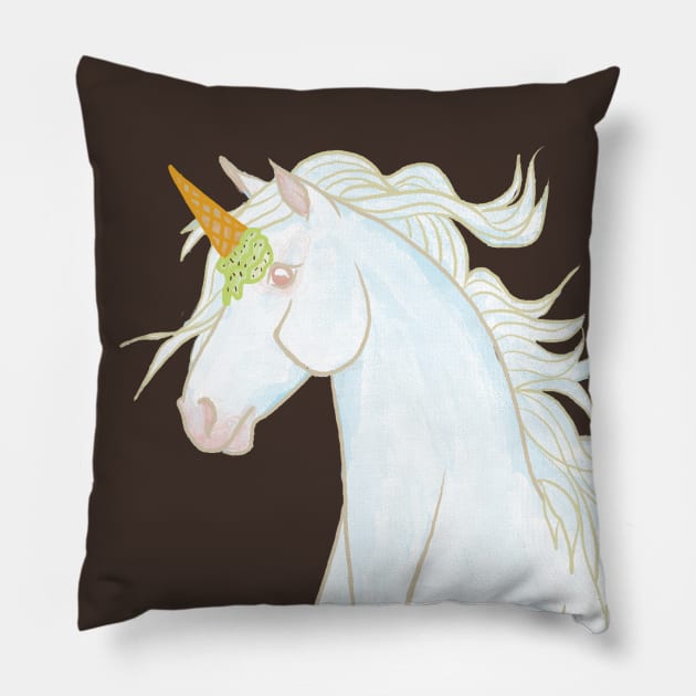 Unicorn Horse Ice Cream Masquerade Pillow by BlackBunnyDesignStudio