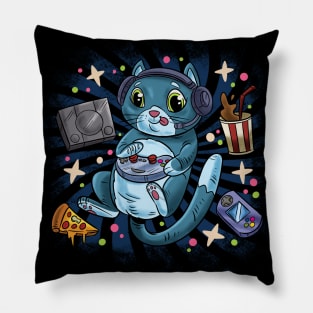 Space Gamer Cat Pillow