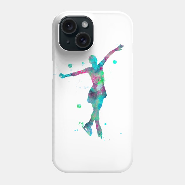 Figure Skating Watercolor Painting 3 Phone Case by Miao Miao Design