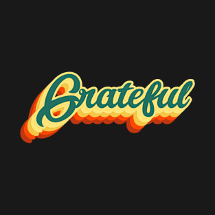 Grateful Retro Faded Sunset Aesthetic Typography Thanksgiving T-Shirt