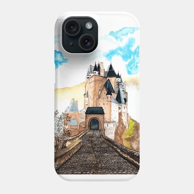 Berg Eltz Castle watercolor painting Phone Case by RedDragon_Watercolors