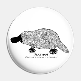 Platypus with Common and Latin Names - light colors Pin