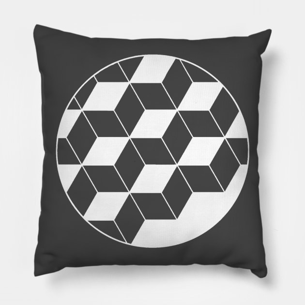 circle_of cubes in white Pillow by subart