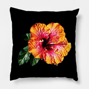 Hibiscus - Orange and Red Hibiscus Pillow