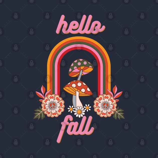 Hello Fall Retro Mushroom Design by kuallidesigns