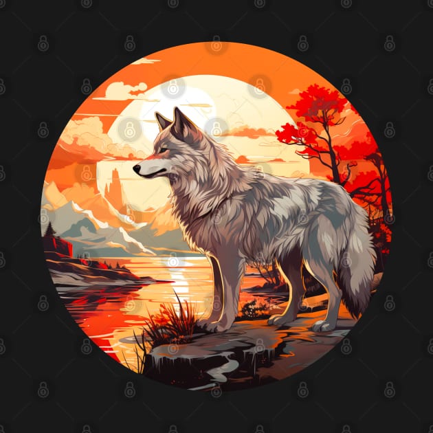 Wolf sunset by Wolf Cove Creations