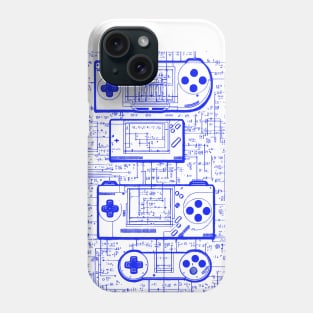 Blue Handheld Gaming Controller Da Vinci Blueprint Phone Case