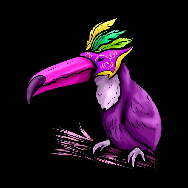 Purple Tucan With Mask For Mardi Gras by SinBle