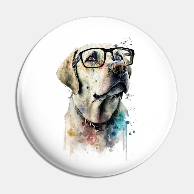 Pet Dog Portrait, Dog Owner Gift Idea, Cute Golden Lab Watercolor Dog Portrait Pin by Edit Print Go