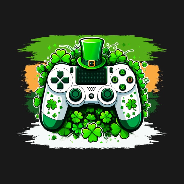 Video Game Controller Shamrock Gamer St Patricks Day Gaming by Figurely creative