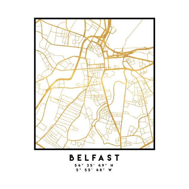 BELFAST UNITED KINGDOM CITY STREET MAP ART by deificusArt