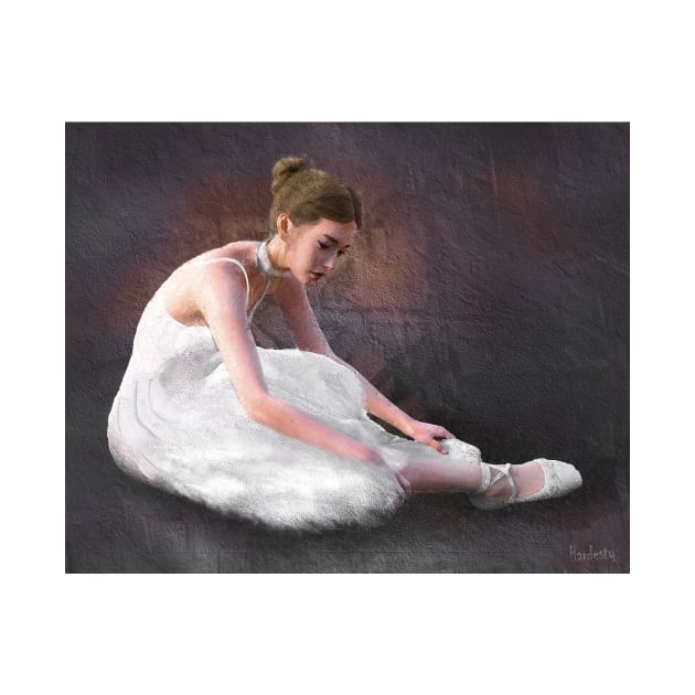 Woman girl ballerina dancer tying shoe by Fantasyart123