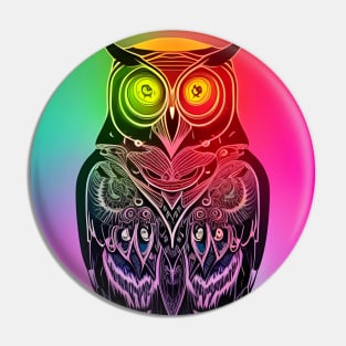 Neon Rainbow Owl Pin