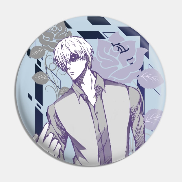 White Hair Handsome Man Pin by Fovo Shop