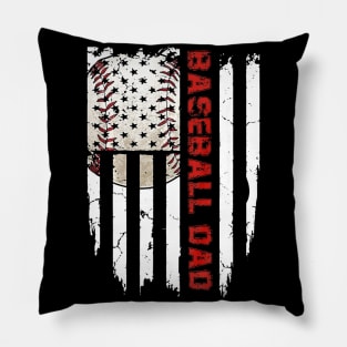 Distressed USA Flag Baseball Dad Daddy Pillow