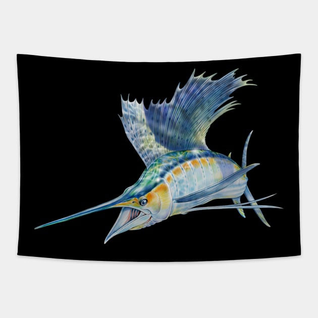 Sailfish Tapestry by Tim Jeffs Art