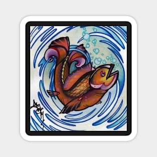 happy fish tattoo art Magnet