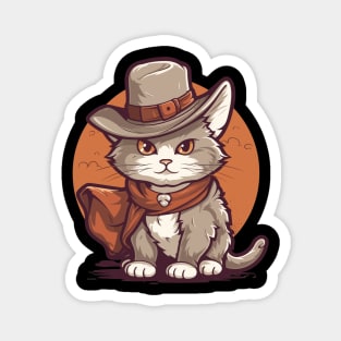 Funny Cat Cowboy Cowgirl Meow Howdy Meowdy Magnet