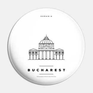 Bucharest Minimal Black Line Design Pin