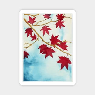 Red Maple Tree Nature Forest Wood Leaves Watercolor Magnet