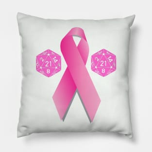 Pink D21 Dice And Pink Cancer Ribbon Pillow