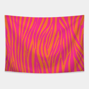 Pink and Orange Zebra Stripes Tapestry