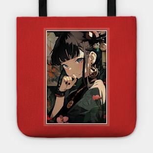 Aesthetic Anime Girl Pink Rosa Black | Quality Aesthetic Anime Design | Premium Chibi Manga Anime Art Tote