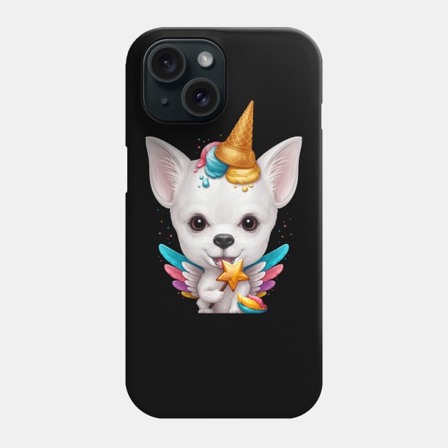 White Smooth Coat Chihuahua Ice Cream Unicorn Phone Case by stonemask