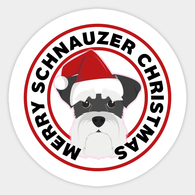 Christmas Schnauzer Puppy Circle Sticker Sheet