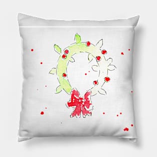 Christmas wreath, decor, holiday, xmas, holiday. Watercolor illustration on a winter theme, congratulations Pillow