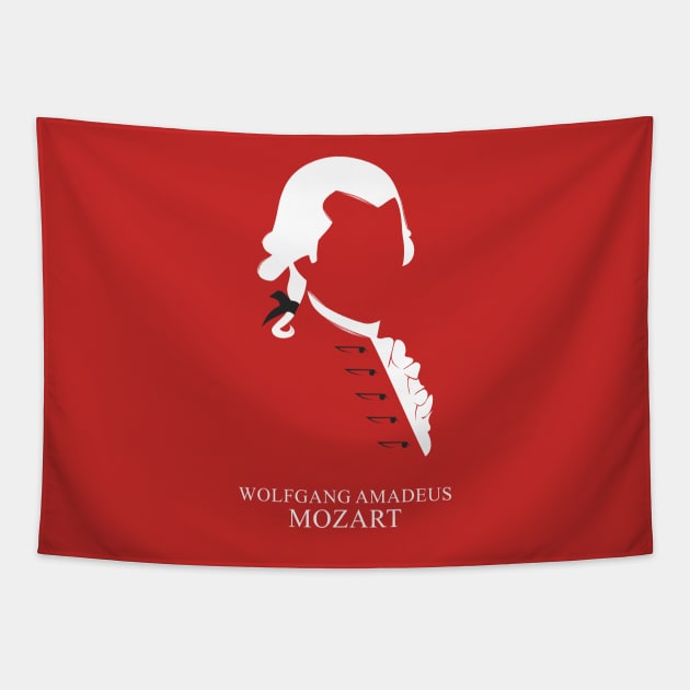 Wolfgang Amadeus Mozart - Minimalist Portrait Tapestry by Wahyu Aji Sadewa