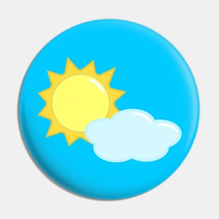 Cute Sun and Cloud Weather Icon in Blue Pin