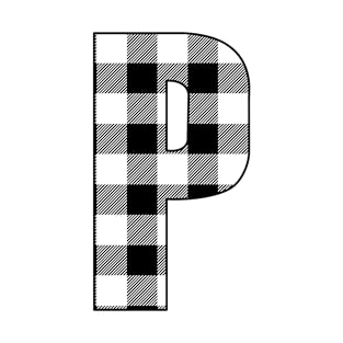 Letter P Monogram Black and White Buffalo Plaid/Check T-Shirt