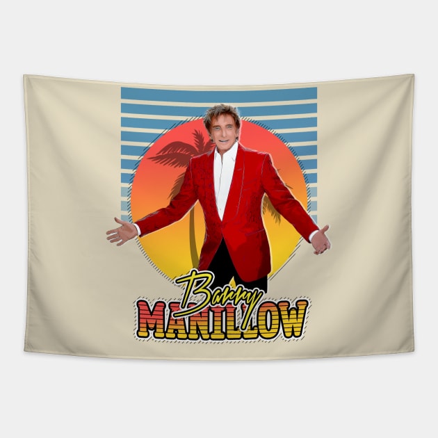 Retro Flyer Style Barry Manillow Fan Art Tapestry by Now and Forever