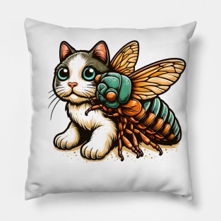 FUNNY CAT AND CICADAS 2024 DESIGN FOR GIRL AND BOY KIDS Pillow