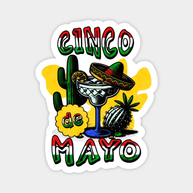 Cinco De Mayo Mexican Vintage Magnet by Starart Designs