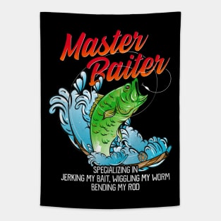 Master Baiter Fishing Humor Fisherman Tournaments Tapestry