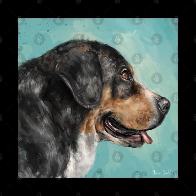 Painting of Greater Swiss Mountain Dog by ibadishi