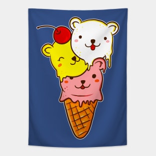 Cute Bears Ice Cream Cone Tapestry