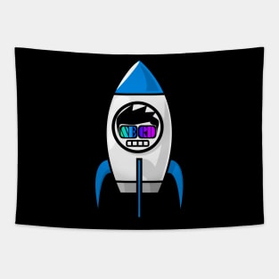 Space nerd in a rocket to outer space Tapestry