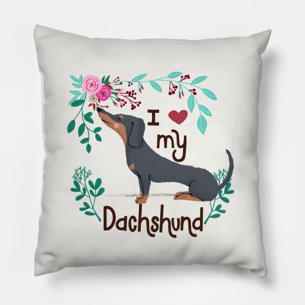 I love my Dachshund Doxie Weiner Dog Pillow by Bridgett3602