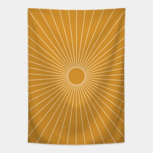 Boho Sun Rays Mustard Yellow Tapestry