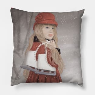 Girl with Ice Skates Pillow