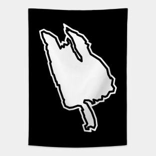 Thetis Island Silhouette in White with Black Outline - Thetis Island Tapestry