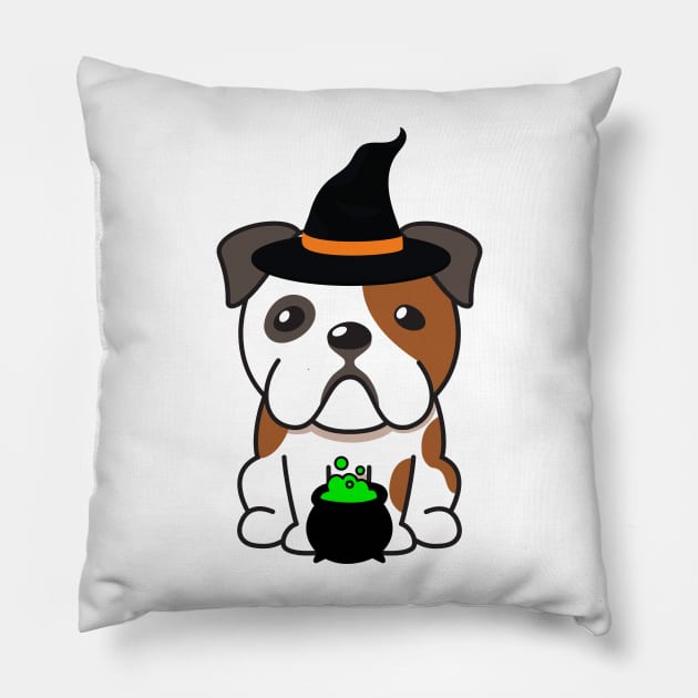 Cute english bulldog is a witch Pillow by Pet Station