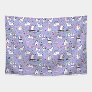 Cute And Funny Cartoon Unicorn Pattern 03 Tapestry
