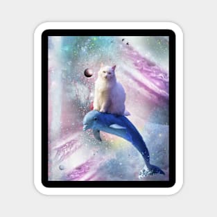 Space Cat Riding Dolphin Magnet