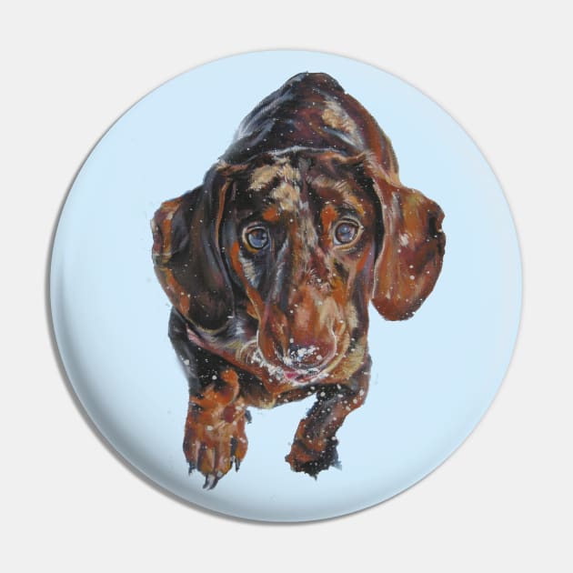 Dachshund Fine Art Painting Pin by LASHEPARD