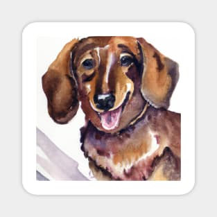 Dachshund Watercolor - Gift For Dog Lovers. Cool dog design for wiener dog owners. Features watercolor wiener dog. Great dog artwork for sausage dog lovers. Magnet