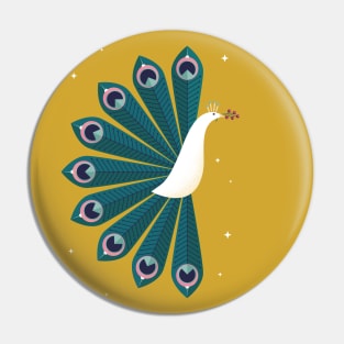 Ornamental Peacock on Yellow Pin